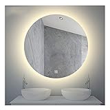 YSJX 600mm LED Badspiegel Rund Wandspiegel Badezimmerspiegel mit Beleuchtung Lichtspiegel 3 Lichtfarbe Warmweiß/Neutral/Kaltweiß Dimmbar 3000-6500K ø500mm,700mm,800mm