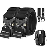 Leskyair 2er Herren Taktischer Gürtel 1,5-Zoll-Hochleistungsgürtel, Nylon Schnellverschluss-Metallschnalle, Geschenk mit taktischem Molle-Beutel und Haken (Schwarz + Schwarz)