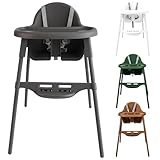 YALION kinderhochstuhl Hochstuhl Baby Kinderstuhl mit Tablett- Höhenverstellbarer Baby Chair Kinder Essen Stuhl ab 6-36 Monaten (max. 15 kg)-Grau