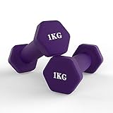 Kurzhanteln Set Gewichte - Neoprenbeschichtete Hanteln, schweißresistente Hanteln Set, Home Gym Fitness - Set mit 2 Hanteln - (Dunkelviolett, 1 kg)