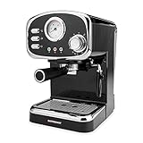 GASTROBACK 42615 Design Espressomaschine Basic, 1100 Watt, Schwenkbare Milchschaumdüse, professionelle Espressopumpe, Kunststoff, 1.25 liters, Schwarz, Silber