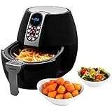 MEDION E10 S Heißluftfritteuse (Leistung ca. 1500 Watt, Airfryer, Digitales Bedienfeld, Nutzinhalt gesamt 4 Liter, Ölfreies Frittieren, 30 Min Timer, Überhitzungsschutz, MD 17320) schwarz