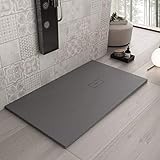 Luminosa ArredoBagno Duschtasse aus Marmorharz, 70 x 90 cm, Steinoptik, rutschfest, mit Gelcoat – Modell Dubai Farbe Anthrazit – Gitter und Ablaufgarnitur im Lieferumfang enthalten