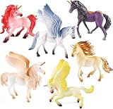 Doyomtoy Pferde Spielfigur Einhorn Figur Regenbogeneinhorn Mythische Pegasus Modell Magische Energie Kreatur Pferde Klein 6 Stück