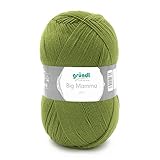 Gründl Big Mamma uni (Strick- & Häkelgarn mit wollähnlichem Charakter aus 100 % Polyacryl, 400 g / 1040 m, Nadelstärke: 3,5 - 4,5, 1 x 400 g), grasgrün, 29 x 16 x 12 cm