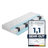BMM Matratze 140x200 cm Ortho Medic Taschenfederkernmatratze Härtegrad H4/Öko-Tex Zertifiziert/orthopädische 7 Zonen Matratze Höhe 21 cm/Matratzen produziert in Deutschland