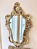 Generisch Dekorativer Wandspiegel Gold ovaler Spiegel antik klassischen Badezimmerspiegel Barock-Stil 50x39 Prunk Spiegel