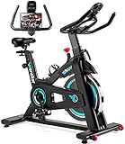 Wenoker Heimtrainer Fahrrad, Indoor Cycling Bike mit LCD-Monitor, Heimtrainer mit Pad-Halterung, Belastbarkeit 140 kg Fitnessbike Zuhause, Stille Stationäre Fahrräder für zu Haus