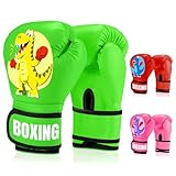 JUOIFIP Boxhandschuhe Kinder, Boxhandschuhe für Kinder 3 bis 14 Jahre, PU-Leder, Kinder Box Handschuhe zum Boxsack Sparring Training, Muay Thai, MMA, Kickboxen & Kampfsport, Grün