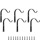 Lxoraziy 6 Stück Pflanzenhalterung Eisen Wandhaken, Wandhalter Haken, Blumenampel Halterung, für Blumenkörbe, Hängekörbe, Laternen, Vogelhäuschen, Windspiele(Schwarzer)