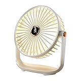 GKYQVE 5 Geschwindigkeiten, leise, wiederaufladbar, Schreibtischventilator, tragbar, leicht, mit Nachtlicht für Zuhause und Büro, kompakter Schreibtischventilator