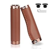 2 Stück Fahrradgriffe Ergonomische Lenkergriffe, PU Leder Fahrradlenker, Lock-on Design I Optimierten Grip & Komfort Softe Fahrrad Lenker Griffe Geeignet Für E-Bike, Trekkingrad, Cityrad (Braun)