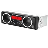 Single Din Auto Stereo Bluetooth, 12V-24V 1 Din Autoradio mit zwei eingebauten Lautsprechern, Auto FM Audio Multimedia Player mit USB AUX-in TF Card Port