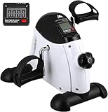 EVOLAND Heimtrainer Mini Fitnessbike, Arm und Beintrainer Pedaltrainer mit LCD Display, Hometrainer Fitnessgerät für Zuhause Büro Weiß