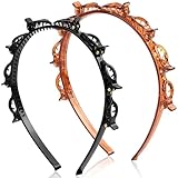LOPHE Haarband mit Clips, 2 Stück Double Bangs Hairstyle Clip für Damen, Mädchen, Haarreifen mit Klammern Twist Clip Stirnband Frisurenhilfe
