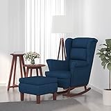 IKAYAA Schaukelstuhl Wohnzimmer Schaukelsessel Ohrensessel mit Hocker Sessel Schlafzimmer Relaxsessel Schaukelstühle mit Armlehnen Lesesessel Lesestuhl XXL Polstersessel Lounge Chair