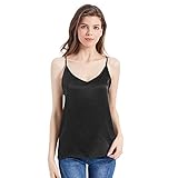 Mommesilk Seidentop Cami Vest Träger Top Unterhemd Spaghettihemd Damen Schwarz S Verpackung MEHRWEG