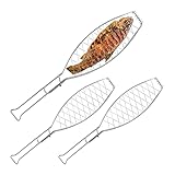 Relaxdays Fischbräter 3er Set, Edelstahl, mit Griff, 54 cm lang, Fischhalter zum Grillen, Grillguthalter Fisch, Silber