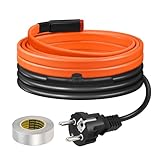 Heizkabel mit Thermostat, BDDFOTO 25 W/m Selbstregulierendes Heizband Frostschutz, Heizdraht IP65 Wasserdicht Zum Schutz von Wasserleitungen, Dachrinnen und Weidetränken, 2 m