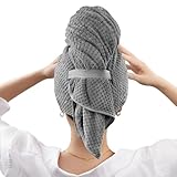 Mikrofaser-Haartücher, schnelltrocknend, Turban-Wickel für nasses Haar, saugfähiges Kopfhandtuch mit Knopf für Frauen