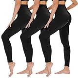 TNNZEET 3er Pack Leggings Damen High Waist Schwarz Leggins Blickdicht für Sport Gym(Schwarz/Schwarz/Schwarz,L-XL)