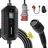 Mobile Wallbox 11kW [8m 3-Phasig 6-16A] dé Ladekabel CEE 16A auf Typ 2 mit Einstellbarer Ladeleistung für Tragbare EV-Ladestation für Elektroautos & Plug-in-Hybride