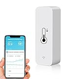 WLAN Smart Thermometer Hygrometer, Digitale Mini Innentemperatur und Feuchtigkeitssensor, Raumtemperaturfeuchtigkeitssensor App Fernbedienung für Gewächshauskeller,Kompatibel Alexa/Google Home. 1Pack