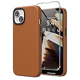 SURPHY Hülle für iPhone 14 Leder Hülle mit Displayschutzfolie, Kunstleder Handyhülle iPhone 14 Case 6,1 Zoll, iPhone 14 Hülle Dünne Protective Schutzhülle (mit Mikrofaserfutter) (Braun)