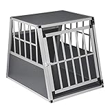 EUGAD Hundetransportbox Alu Hundebox Reisebox Autobox für große Hunde Husky Samojede Weimaraner Border Collie Chow-Chow Shetland Sheepdog B85 x H69 x T65 cm XL 0005LL