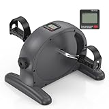 RYGEO Mini-Pedal-Trainer Fahrrad Tragbarer Pedal-Trainer Beine und Arme Fitness-Radfahren mit LCD-Display für Senioren-Reha, Unter-Schreibtisch-Fahrrad Grau