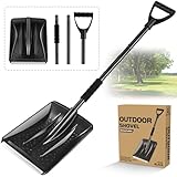 Schneeschaufel, 108cm Schneeschaufel Auto, 4-Teiliges Abnehmbares Design, Leichte Tragbare Einstellbare Schneeschieber mit Großer Kapazität Perfekt für Garten, Autofahrt, Camping (Schwarz)