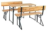 Stagecaptain BBDL-119 2X Set Hirschgarten Bierzeltgarnitur mit Lehne für Balkon - Version mit 119 cm Länge - Klappbare Festzeltgarnitur 2X Tisch, 4X Bank - Holz Sitzgarnitur - Innen & Außenbereich