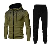 Lounge-Set, 2-teilig, mit Kapuze für Herren, Winter, aktive Sweatanzüge, Loungewear, gepunktet, lässig, athletisch, gemütlich, Overall, Outfit, Workout-Sweatsuit-Set, Lounge-Sets mit Kapuze, grün, 3XL