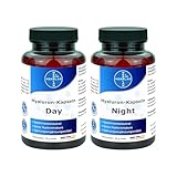 Hyaluron-Kapseln Day & Night [je 100 Kapseln] - reine Hyaluronsäure ohne Zusätze 250 mg Hyaluron je Kapsel | HERRLAN-Qualität I Made in Germany