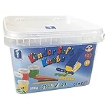 Feuchtmann 628.0544 - Kinder Soft Knete Knetpresse, 4 Dosen mit je 150 g, Knetpresse mit 2 Schablonen, 4 x Modellierwerkzeug