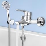 Badewannenarmatur mit Handbrause, Wasserhahn Badewanne Klassisch Badewannen Amaturen mit 1.5m Schlauch Wandhalterung Chrom Wannenarmatur mit 3 Funktionen, Mischbatterie Dusche Duscharmatur für Bad