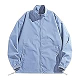 Generisch Fleecejacke Herren, Reversible Stand Kragen Cargo Jacke Herrenmode Lose Große Größe Casual Coat Herbstjacke Mens Jacket Janker Herrenerjacken Kapuze Parka Winter Lang Xs College (4XL, Blau)