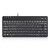 Perixx PERIBOARD-505H PLUS, Wired keyboard with trackball and 2 USB Hubs - 14mm Trackball - QWERTY Layout US