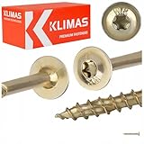 KLIMAS Holzschrauben Torx - Tellerkopfschrauben TX Gelb Schrauben - Flachkopfschrauben Holz - Tellerkopf - Schrauben Set Torx - Holzschrauben Set Dachkonstruktion Schrauben - 6x50 mm - 100 Stück