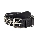 Oshhni Frauen Stern Nietengürtel PU Ledergürtel Zubehör Rock Strap Punk 103 cm Taillengurt Gürtel für Kleid Party Rock Gothic Kleidung Jeans