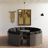 BUKSCYJS GartenmöBel Set,9-TLG. Garten-Sofagarnitur mit Auflagen Poly Rattan Grau FüR Garten, Terrasse, AußEnbereich, Balkon