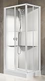 Novellini Duschkabine Standard ohne Kopfbedeckung, 100 x 70 cm, mechanisch, Glas, transparent, profiliert, Weiß, Media 2,0 A