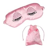 Seide Schlafmaske, Weiche Satin Schlafmasken Augenmaske Verstellbare Seiden Atmungsaktive Reise Augenbinde, Hautfreundlich Ultraweiche Verdunkelung Schlafbrille für Mädchen Frauen Damen - Rosa