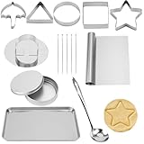 Tinoaly 15 St Koreanische Zuckerbonbon Werkzeuge, Edelstahl Keks Ausstecher Set Dreieck Regenschirm Stern Rund Quadrat Plätzchen Ausstechformen für Backen Kuchen Dekoration Partyspiele DIY