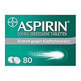 Aspirin 500 mg überzogene Tabletten - Kopfschmerztabletten bei leichten bis mäßig starken Kopfschmerzen - schnell, effektiv und gut verträglich - 1 x 80 Stück