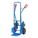 Fetra Stahlrohr-Treppenkarre, Traglast 200 kg, Schaufel, 2 Räder Lufbereifung mit 2 Fünfarmige Radsterne, 1 Stück, 1300 x 590 mm, blau, TK1327