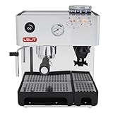 Lelit Anita Kaffeemaschine - Mit bewegelichem Milchaufschäumer und Mahlwerk - Silber