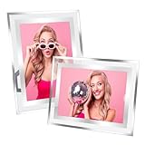 YHNDECO 2er Set Bilderrahmen 13x18 cm, Bilderrahmen Silber Glasbilderrahmen Bilderrahmen Glas Fotorahmen Modern für Baby Familienfotos und Hochzeitsfotos
