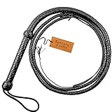 Schwarze Premium-Rindsleder-Bullpeitsche, 0,9 bis 2,4 m Länge, geflochten in 12 Zöpfen, genarbtes Rindsleder, Peitsche, geladenes knackendes lautes Reitrind (0,91 m))