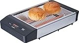 Melissa 16140136 Flachtoaster,Flach-Toaster, Tischröster,Tisch Röster, Edelstahl Design,Brötchen,Baquette,Fluetes,600 Watt Power Leistung,Rücklauf Timer,Krümelschublade, schwarz edelstahl Farben,